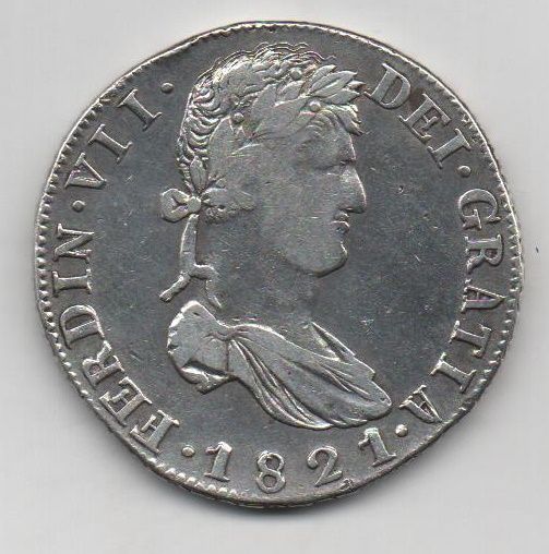 ESPAÑA FERNANDO VII DEL AÑO 1821 DE 8 REALES